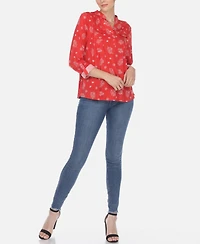 Women's Pleated Leaf Print Blouse