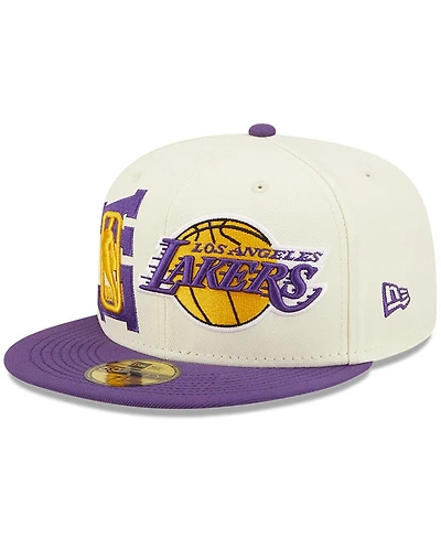 Men's New Era Cream, Purple Los Angeles Lakers 2022 Nba Draft 59FIFTY Fitted Hat