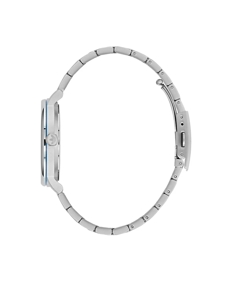 adidas Unisex Three Hand Code One Silver-Tone Stainless Steel Bracelet Watch 38mm