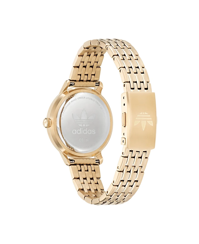 adidas Unisex Three Hand Code One Small Gold-Tone Stainless Steel Bracelet Watch 35mm