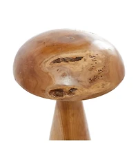 Teak Wood Mushroom Sculpture, Set of 3