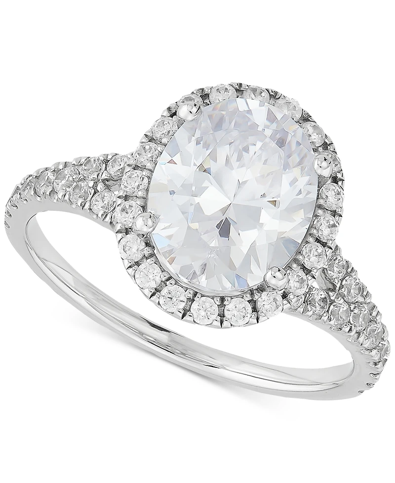 Grown With Love Igi Certified Lab Diamond Oval-Cut Halo Engagement Ring (3 ct. t.w.) 14k White Gold
