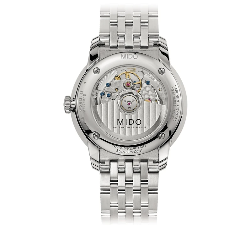 Mido Men's Swiss Automatic Baroncelli Smiling Moon Stainless Steel Bracelet Watch 39mm