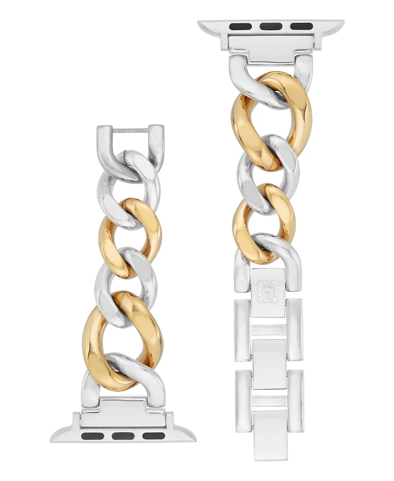 Anne Klein Women's Two-Tone Alloy Metal Chain Link Bracelet designed for Apple Watch 42mm (Series 1-3 only) & 44/45/46/49mm (Ultra & Ultra 2)