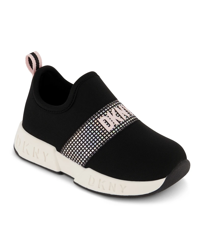 Dkny Toddler Girls Iridescent Strap Elastic Slip On Sneakers