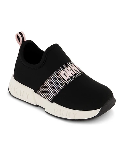 Dkny Toddler Girls Iridescent Strap Elastic Slip On Sneakers