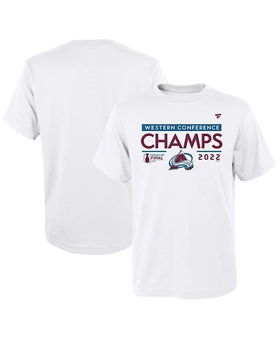 Big Boys and Girls Fanatics White Colorado Avalanche 2022 Western Conference Champions Locker Room T-shirt