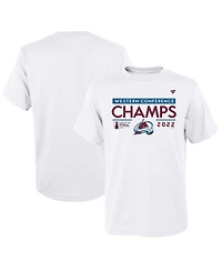 Big Boys and Girls Fanatics White Colorado Avalanche 2022 Western Conference Champions Locker Room T-shirt