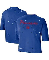 Women's Nike Royal Philadelphia 76ers Courtside Splatter Cropped T-shirt