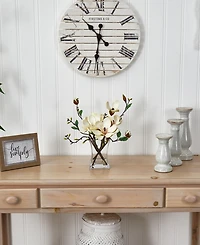 Nearly Natural Magnolia Arrangement with Vase