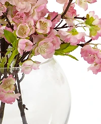 Nearly Natural Cherry Blossom in Large Glass Vase