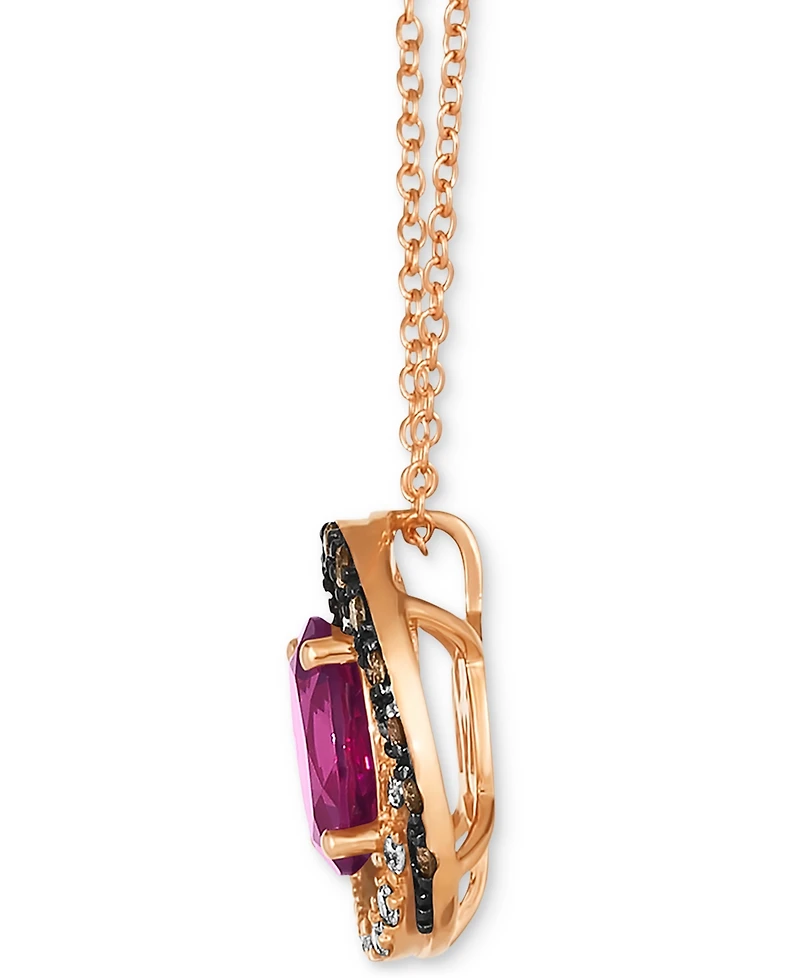 Le Vian Raspberry Rhodolite (1-3/8 ct. t.w.) & Diamond (1/3 ct. t.w.) Adjustable 20" Pendant Necklace in 14k Rose Gold