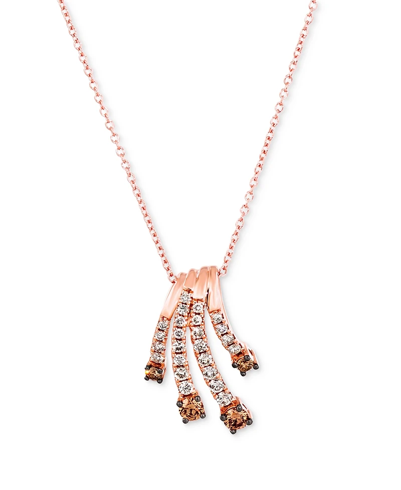 Le Vian Nude Diamonds (1/4 ct. t.w.) & Chocolate Diamond (1/4 ct. t.w.) Fanned 18" Pendant Necklace in 14k Rose Gold