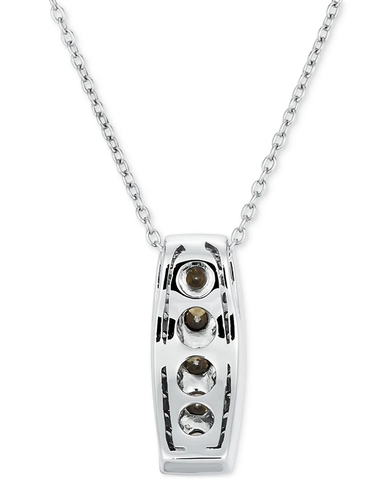 Le Vian Chocolate Diamond (1/2 ct. t.w.) & Nude Diamond (1/4 ct. t.w.) Vertical Halo 18" Pendant Necklace in 14k White Gold