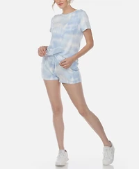 White Mark Women's 2 Piece Top Shorts Lounge Set
