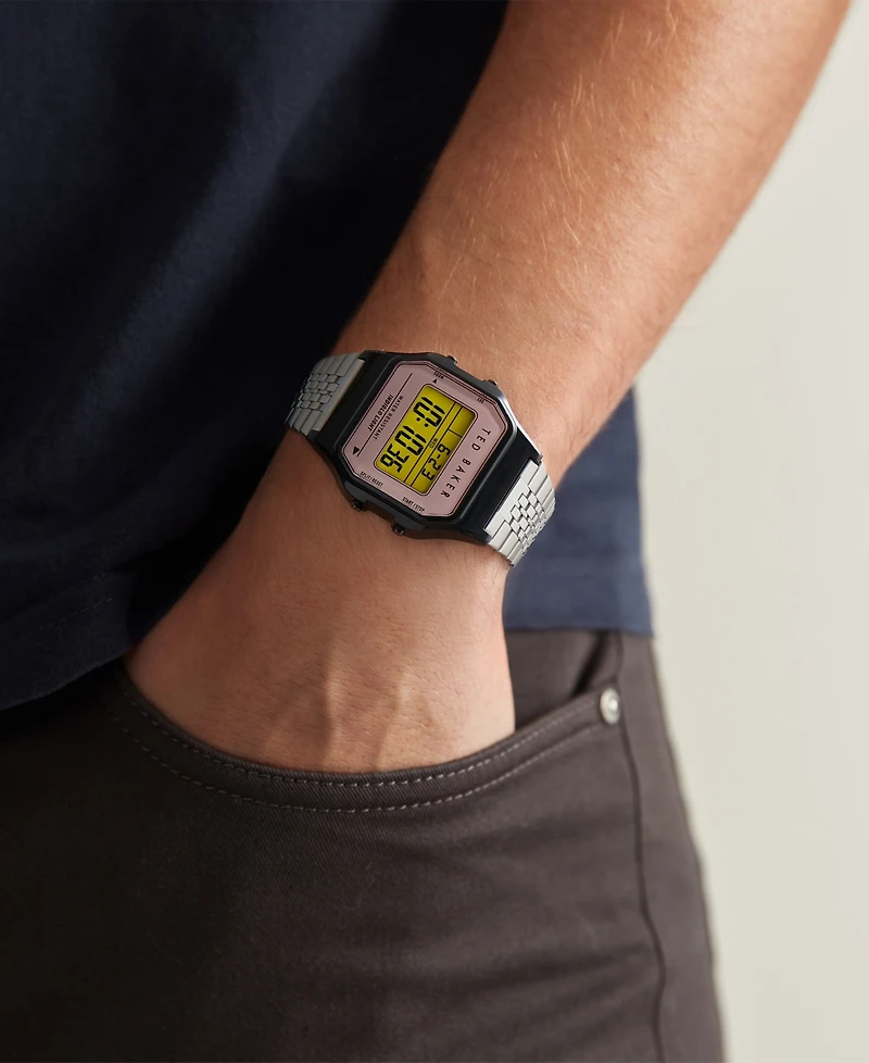 Ted Baker Unisex Ted 80's Silver-Tone Stainless Steel Bracelet Watch 35.5mm