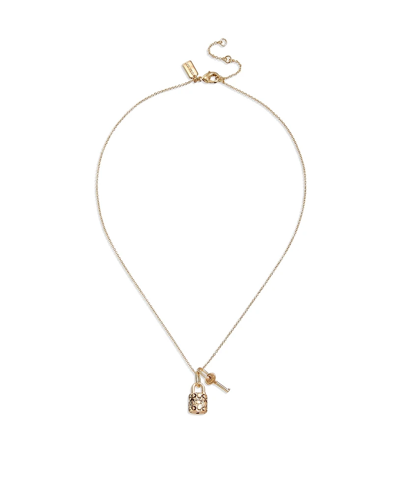 Coach Quilted Padlock Key Necklace