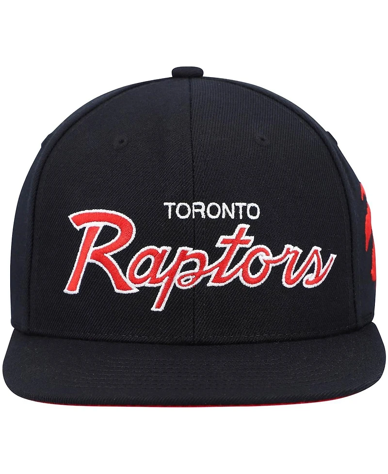 Men's Mitchell & Ness Black Toronto Raptors Hardwood Classics Script 2.0 Snapback Hat
