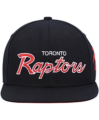 Men's Mitchell & Ness Black Toronto Raptors Hardwood Classics Script 2.0 Snapback Hat