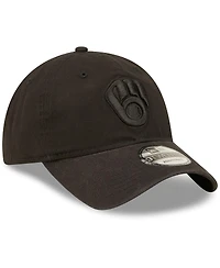 Men's New Era Milwaukee Brewers Black on Black Core Classic 2.0 9TWENTY Adjustable Hat