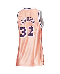Women's Mitchell & Ness Magic Johnson Pink Los Angeles Lakers 75th Anniversary Rose Gold 1984 Swingman Jersey