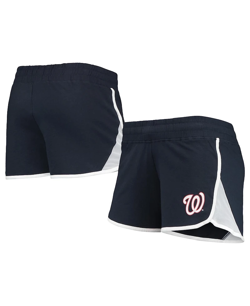 Women's New Era Navy Washington Nationals Stretch French Terry Shorts