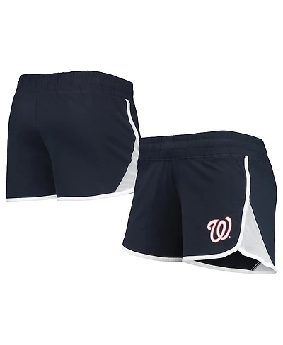 Women's New Era Navy Washington Nationals Stretch French Terry Shorts