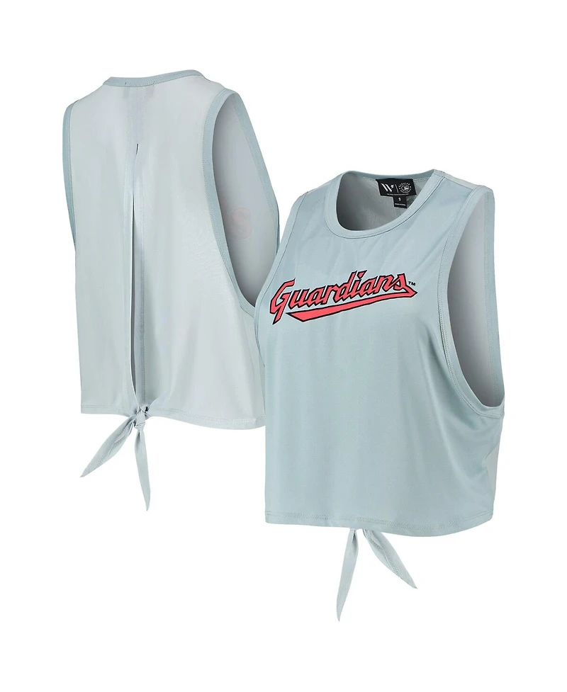 Women's The Wild Collective Light Blue Cleveland Guardians Open Back Twist-Tie Tank Top