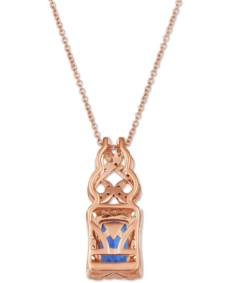 Le Vian Blueberry Tanzanite (1-1/4 ct. t.w.) & Diamond (1/2 ct. t.w.) Scrollwork Halo Adjustable 20" Pendant Necklace in 14k Rose Gold