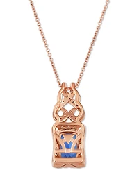 Le Vian Blueberry Tanzanite (1-1/4 ct. t.w.) & Diamond (1/2 ct. t.w.) Scrollwork Halo Adjustable 20" Pendant Necklace in 14k Rose Gold