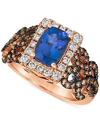 Le Vian Blueberry Tanzanite (1-1/4 ct. t.w.) & Diamond (3/4 ct. t.w.) Braided Halo Ring in 14k Rose Gold