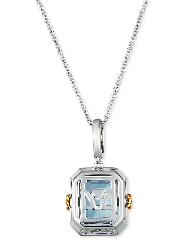 Le Vian Sea Blue Aquamarine (2 ct. t.w.) & Diamond (1/4 ct. t.w.) 20" Adjustable Pendant Necklace in 14k Two-Tone Gold