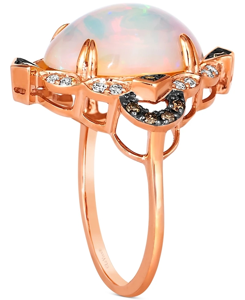 Le Vian Neopolitan Opal (3-1/5 ct. t.w.) & Diamond (1/4 ct. t.w.) Halo Ring in 14k Rose Gold