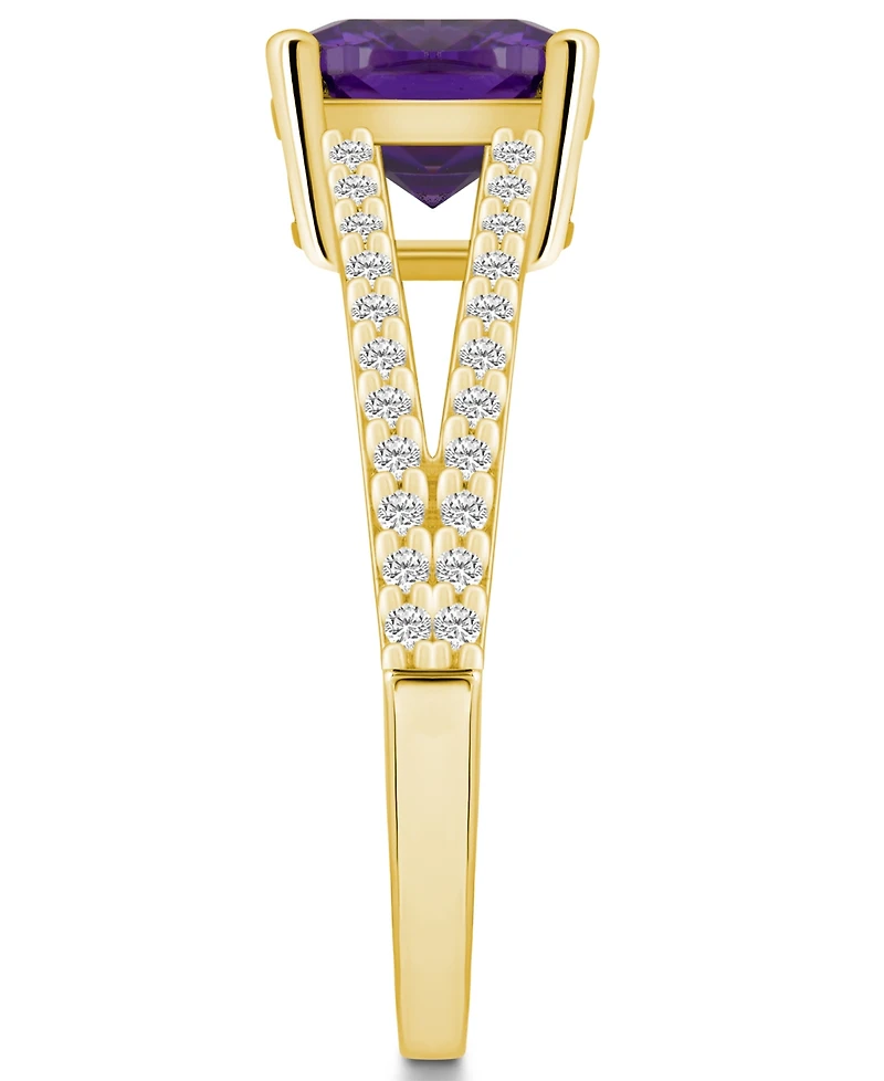 Macy's Amethyst and Diamond Accent Ring 14K Yellow Gold