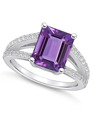 Macy's Amethyst and Diamond Accent Ring 14K White Gold