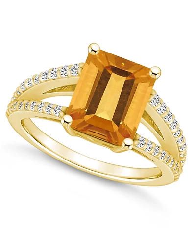 Macy's Citrine and Diamond Accent Ring 14K Yellow Gold