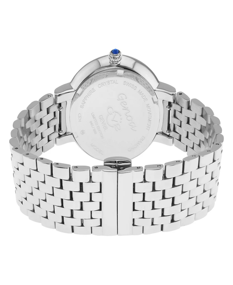 Gevril Women's Genoa Swiss Quartz Silver-Tone Stainless Steel Bracelet Watch 36mm