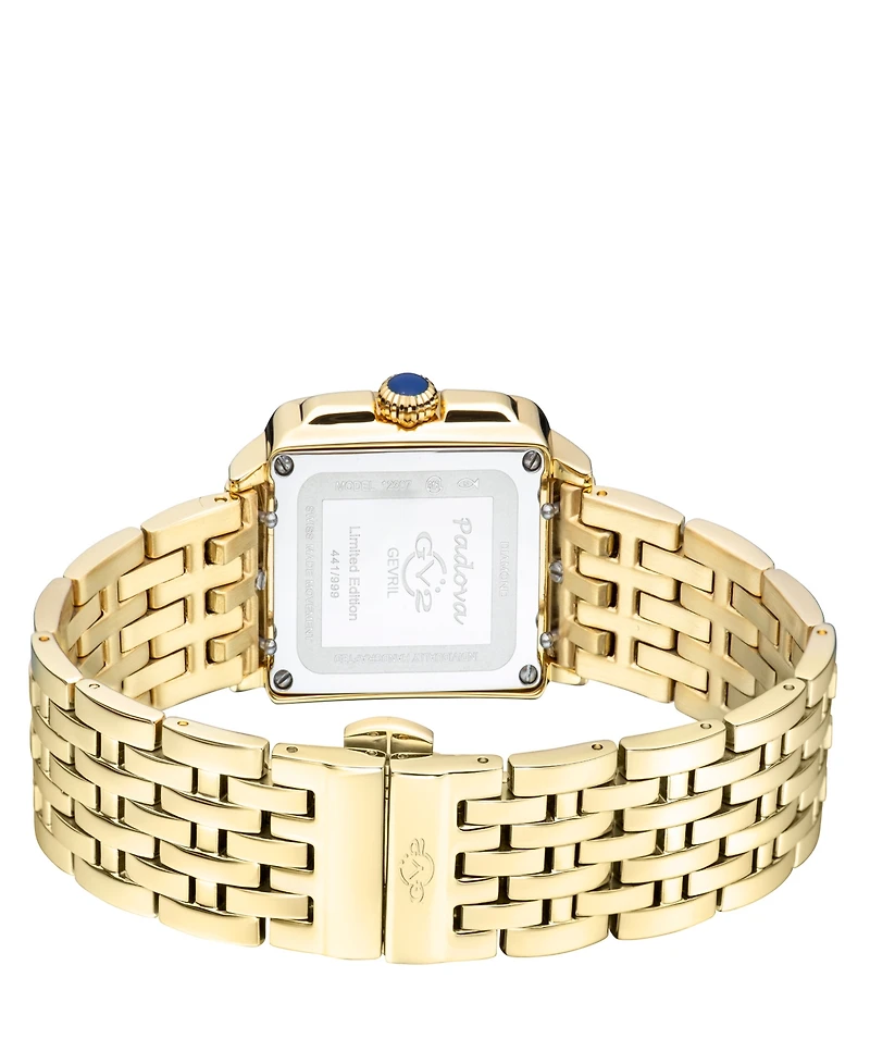 Gevril Women's Padova Swiss Quartz Gold-Tone Stainless Steel Bracelet Watch 30mm