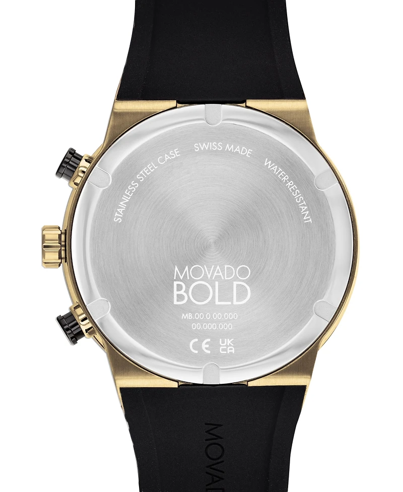 Movado Men's Swiss Chronograph Bold Fusion Black Silicone Strap Watch 45mm