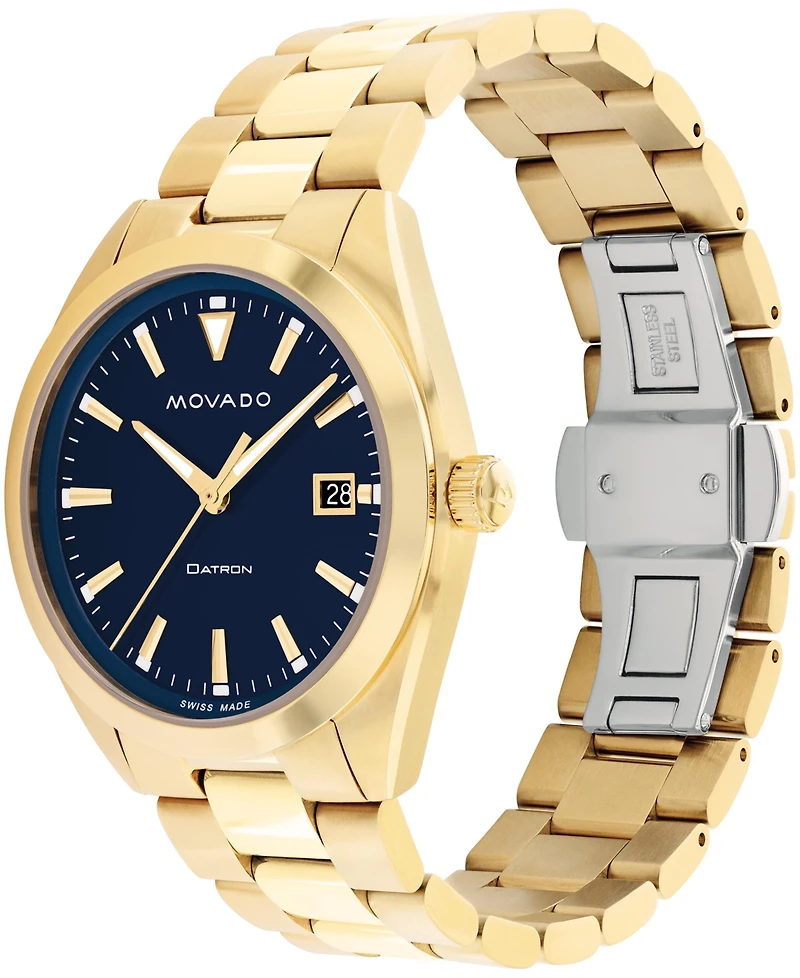 Movado Unisex Swiss Heritage Datron Gold Ion-Plated Steel Bracelet Watch 39mm