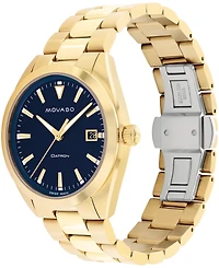 Movado Unisex Swiss Heritage Datron Gold Ion-Plated Steel Bracelet Watch 39mm