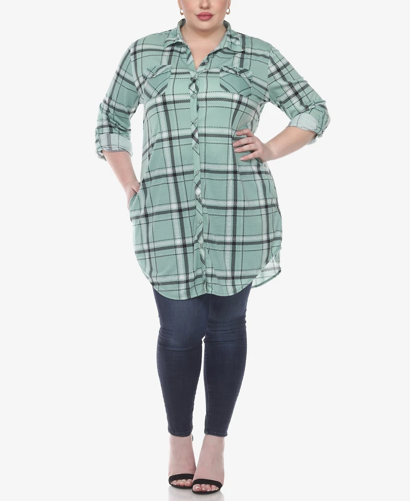 White Mark Plus Plaid Tunic Top