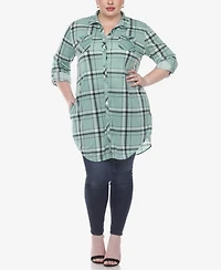 White Mark Plus Plaid Tunic Top
