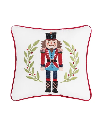 Nutcracker Wreath Embroidered Throw Pillow
