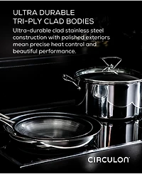 Circulon SteelShield C-Series Tri-Ply Clad Nonstick Saute Pan with Lid and Helper Handle, 5-Quart, Silver