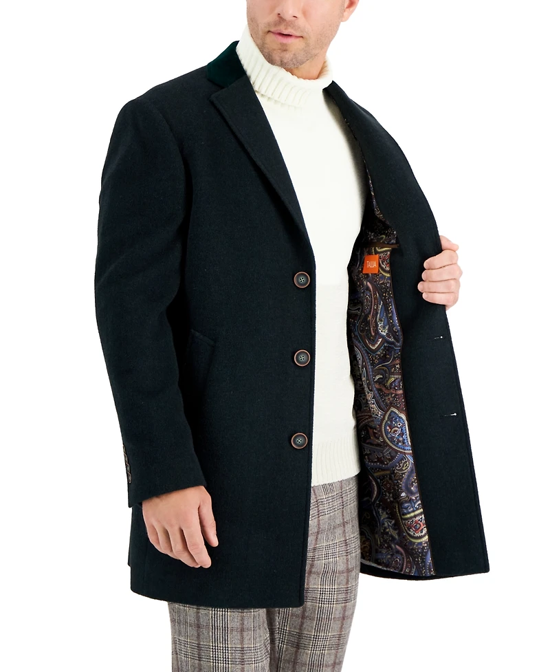 Tallia Men's Wool Blend Solid Overcoat