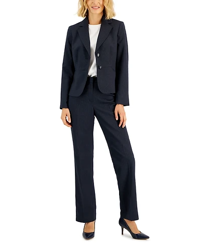 Le Suit Women's Two-Button Pinstriped Pantsuit Set