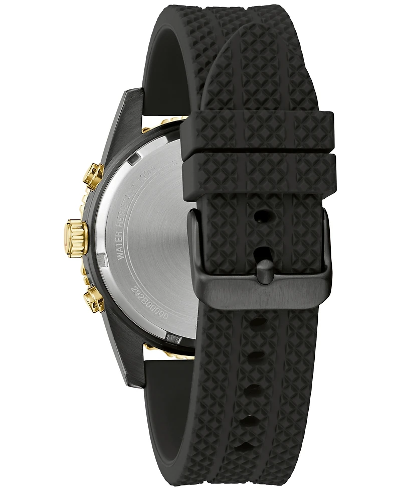 Bulova Men's Chronograph Classic Black Silicone Strap Watch 43mm
