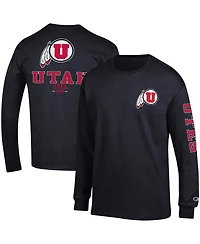 Men's Champion Black Utah Utes Team Stack Long Sleeve T-shirt