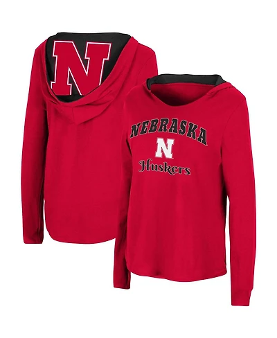 Women's Colosseum Scarlet Nebraska Huskers Catalina Hoodie Long Sleeve T-shirt